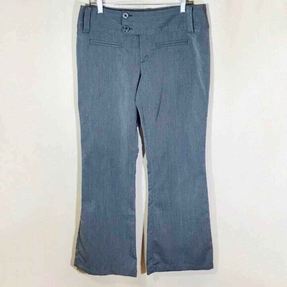 Maurices Dress Pants Gray Work Career Church Flare Sz 11/12 Pockets Wide Waist